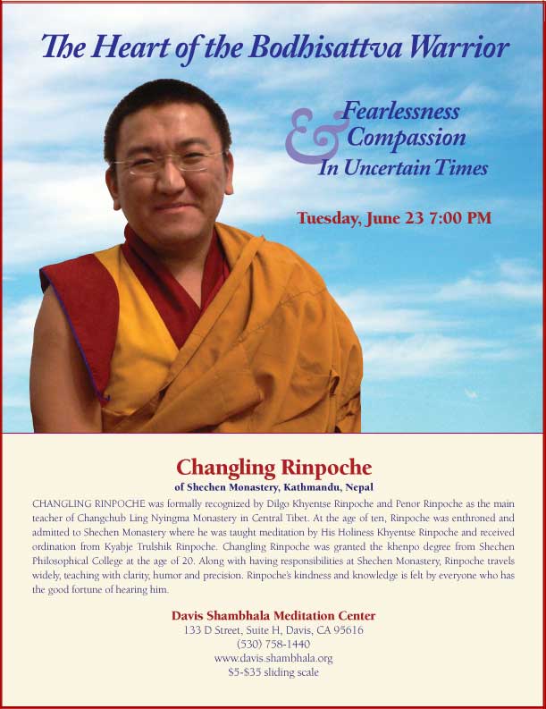 Image of Flyer for Changling Rinpoche Teaching